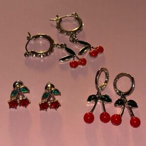 Cherry Themed Earrings Set